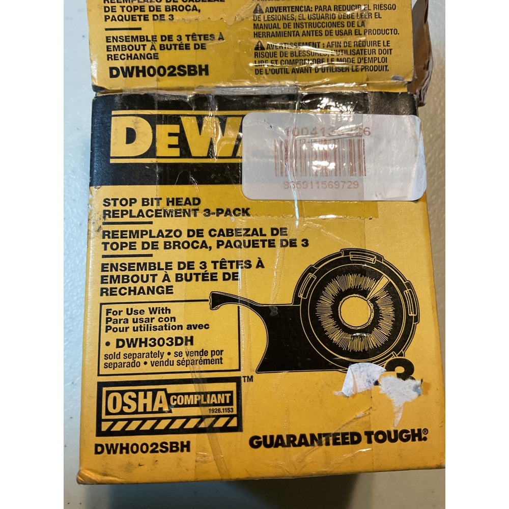DeWalt DWH002SBH Stop Bit Head Replacement 3-Pack for DWH303DH OSHA Compliant